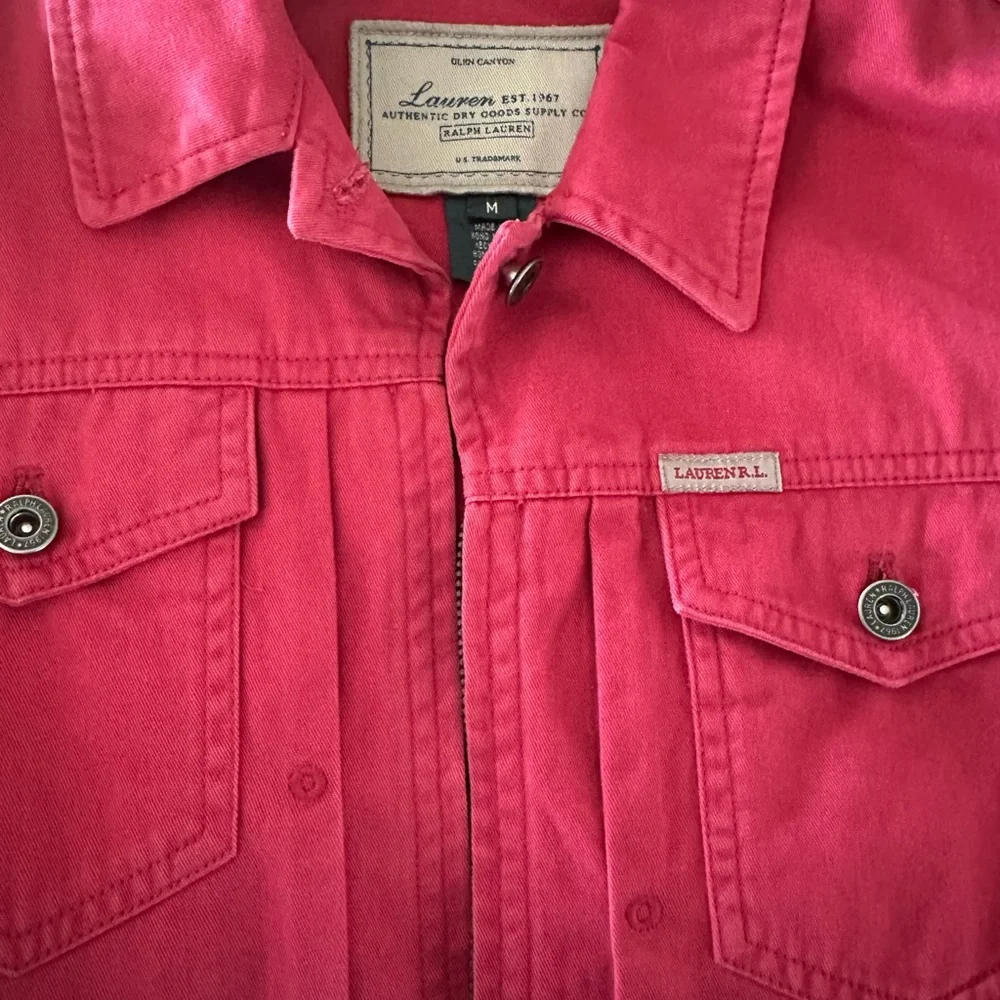 Ralph Lauren Women's Red Cotton Zip-Front Jean Jacket size Medium - Picture 4 of 4